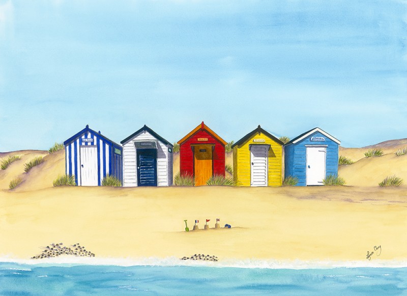 Sunny Southwold Huts - Large Print £80 (order only)