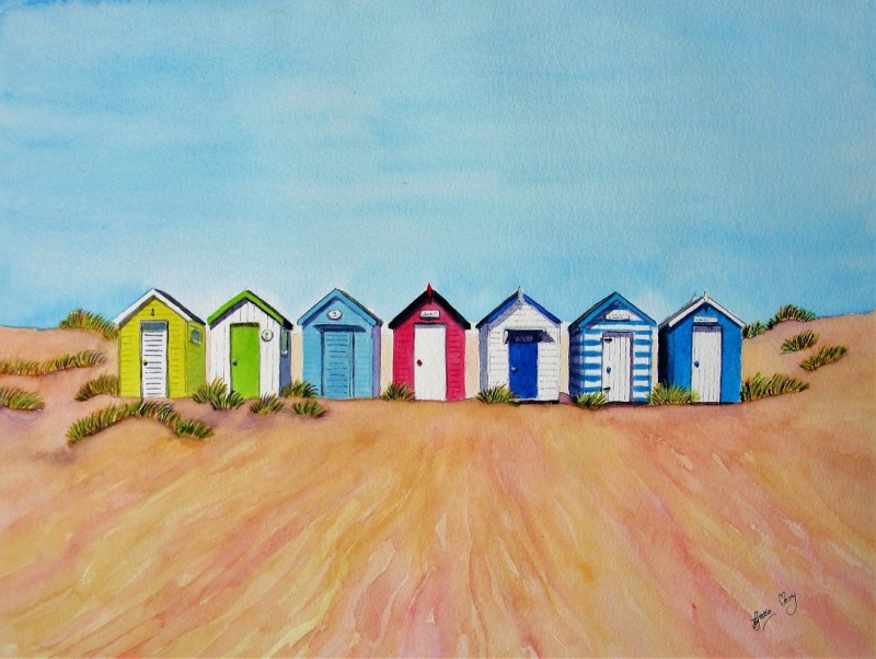 Beach Huts & Golden Sands Print SALE £10