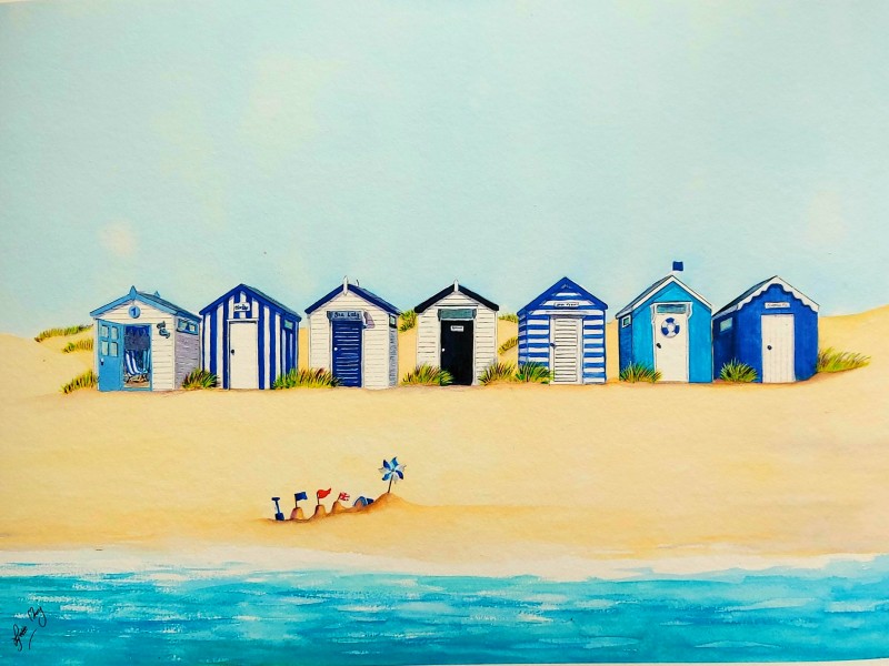 Seaside Blue Beach Huts (Large Print £80)