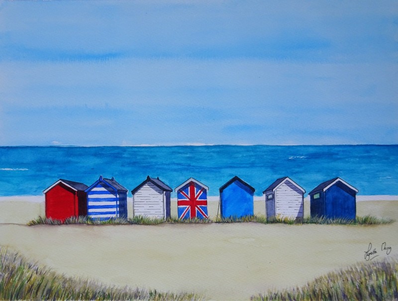 Red White and Blue Coronation Beach Huts - Out of stock 