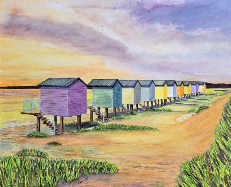 Maldon Beach Huts Sunrise Original £125
