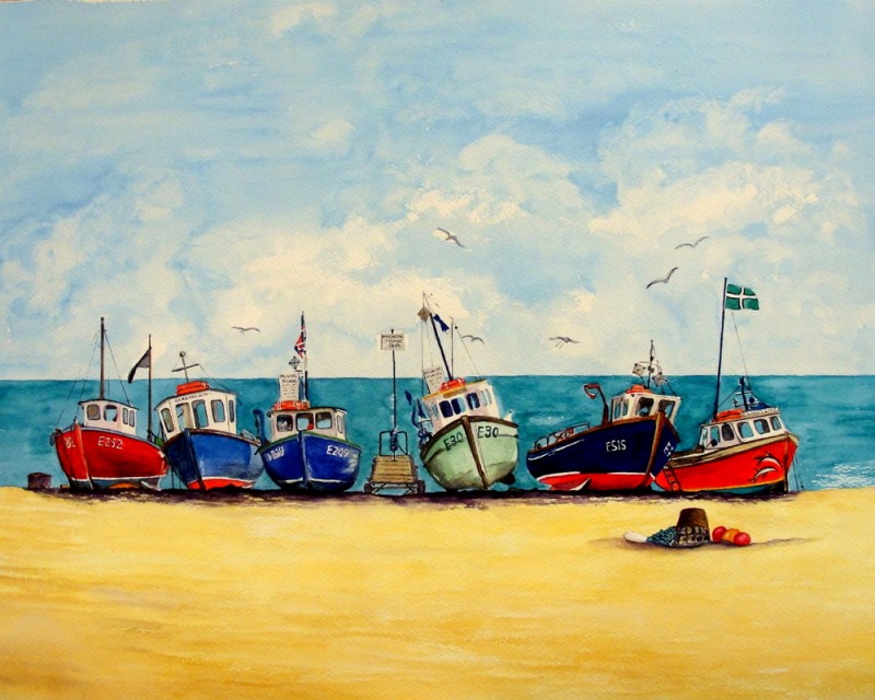 Beer Fishing Boats A4 Print - AVAILABLE TO ORDER